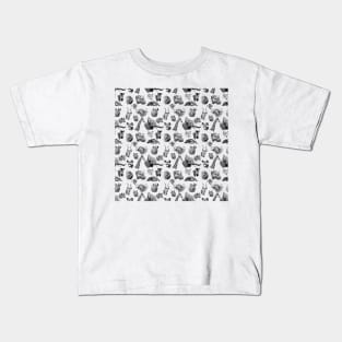 African Wildlife in Black and White Pattern Design Kids T-Shirt